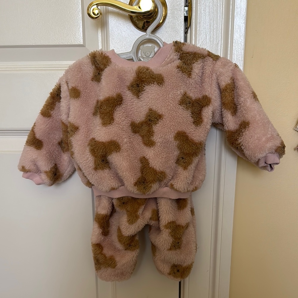 Baby GAP Pink and Brown Fleece Baby Outfit 3-6M